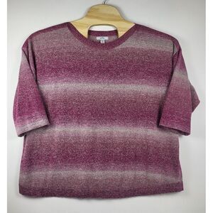 Croft & Barrow Ombre Striped Knit Top 3/4 Sleeve Burgundy Sweater Women's‎ 3XL